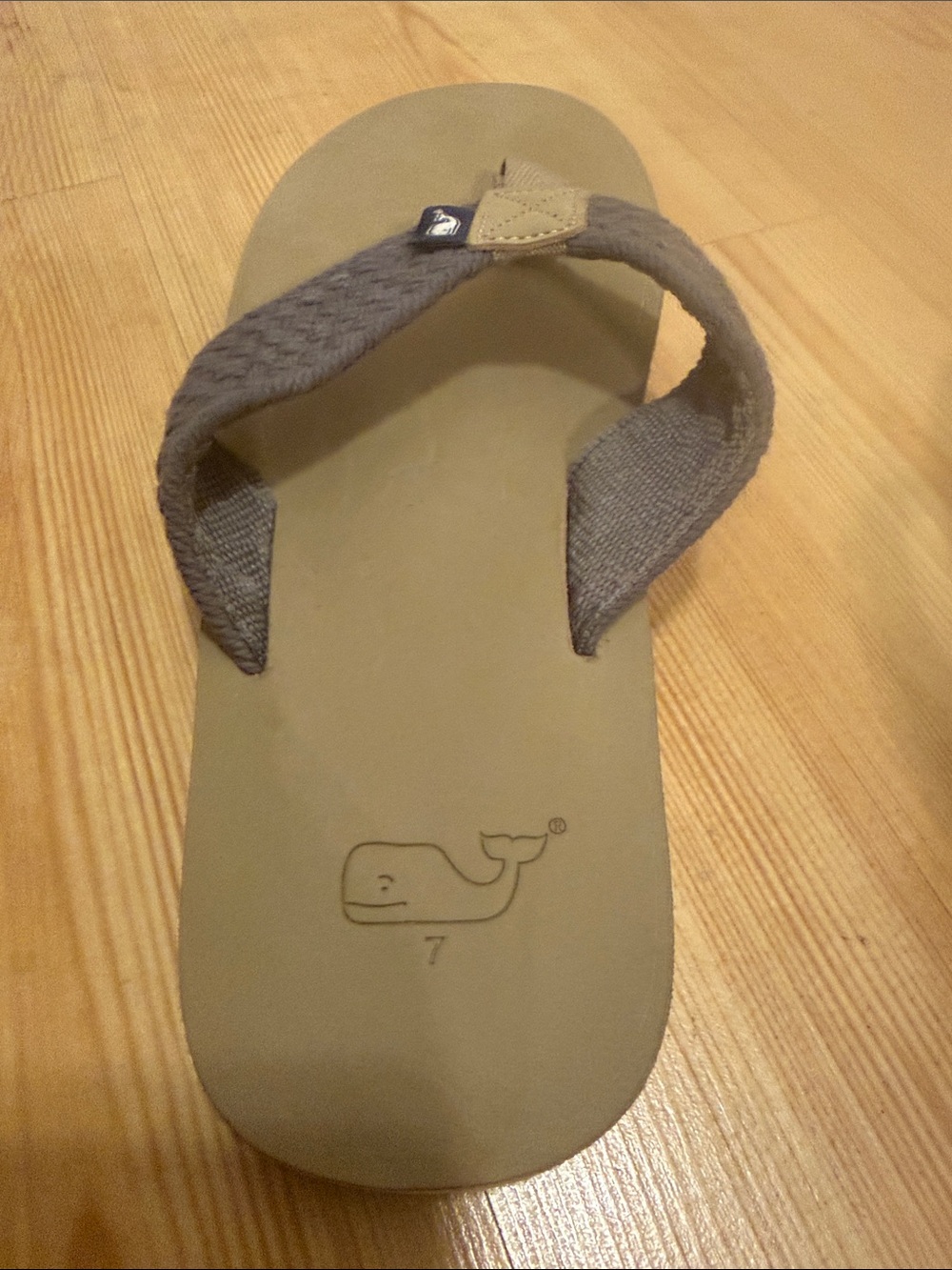 Vineyard Vines Navy Woven Strap Tan Footbed Flip Flops - Picture 4 of 8